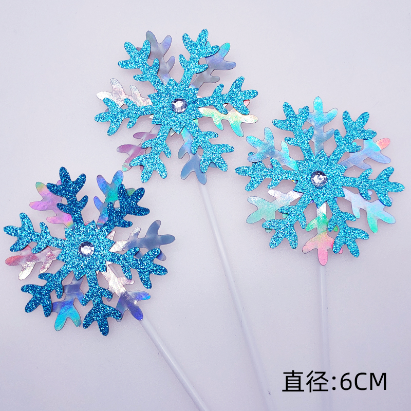 （3个装）双层雪花插牌 - 深蓝色